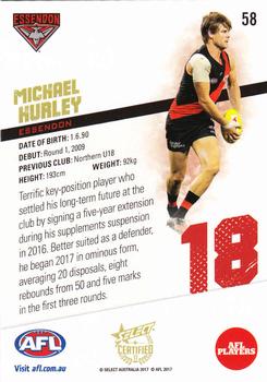 2017 Select Certified #58 Michael Hurley Back